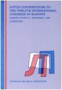 Cover for Dutch contributions to the twelfth International Congress of Slavists