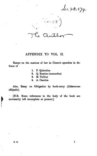 Cover for Essays on the Law in Cicero's Private Orations