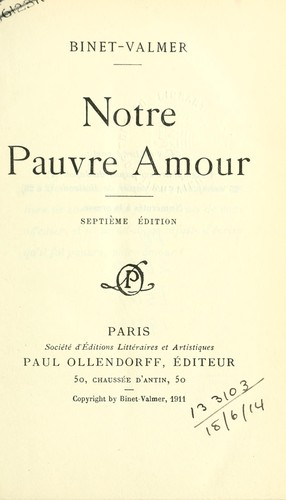 Cover for Notre pauvre amour.