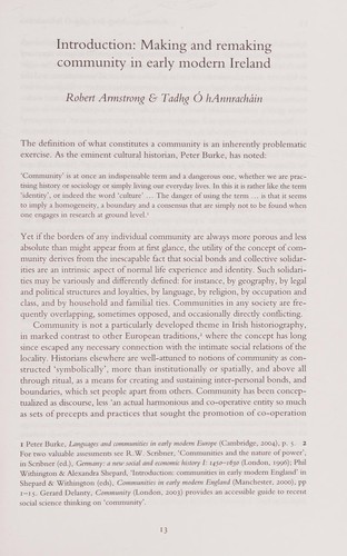 Cover for COMMUNITY IN EARLY MODERN IRELAND; ED. BY ROBERT ARMSTRONG.