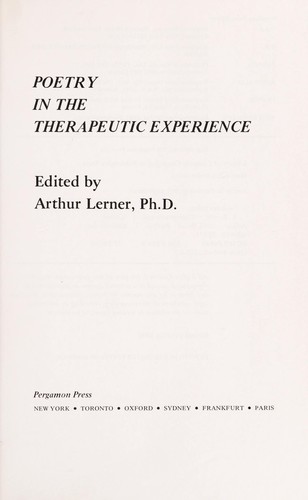 Cover for Poetry in the therapeutic experience