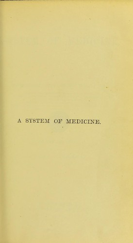 Cover for A system of medicine