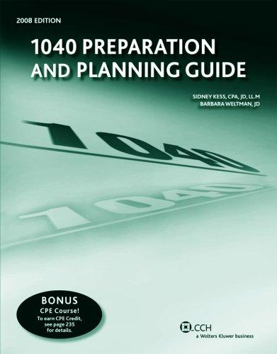 Cover for 1040 Preparation and Planning Guide (2008) (Preparation and Planning)