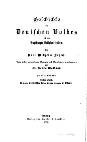 Cover for Geschichte des deutschen volkes bis zum Augsburger religionsfrieden.
