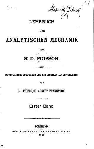 Cover for Lehrbuch der analytischen Mechanik...