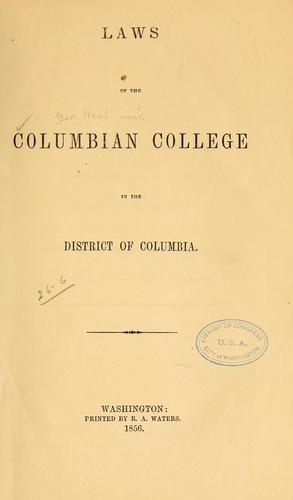 Cover for Laws of the Columbian college in the District of Columbia