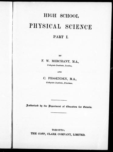 Cover for High school physical science