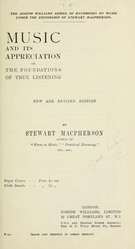 Cover for Music and its appreciation