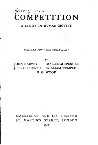 Cover for Competition: A Study in Human Motive