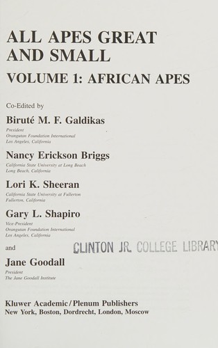 Cover for All apes great and small