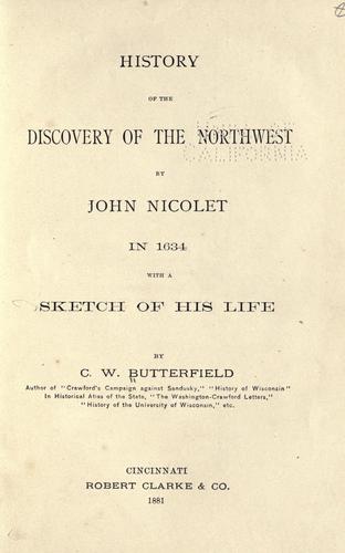 Cover for History of the discovery of the Northwest by John Nicolet in 1634
