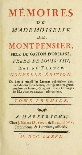 Cover for Mémoires de Mademoiselle de Montpensier