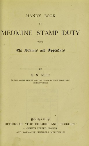Cover for Handy book of medicine stamp duty