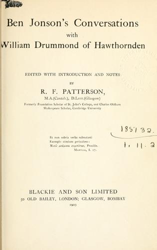 Cover for Ben Jonson's conversations with William Drummond of Hawthornden.