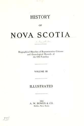 Cover for History of Nova Scotia.