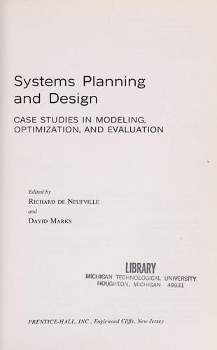 Cover for Systems planning and design: case studies in modeling, optimization, and evaluation.
