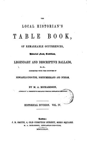 Cover for The local historian's table book, of remarkable occurrences, historical ...