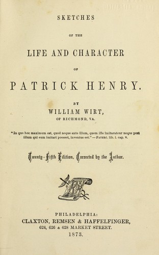 Cover for Sketches of the life and character of Patrick Henry
