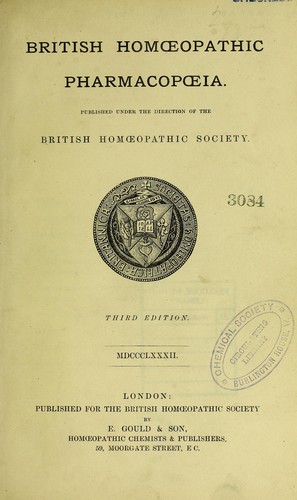 Cover for British homoeopathic pharmacopoeia