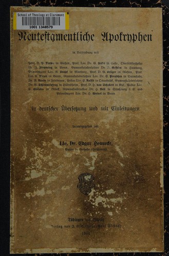 Cover for Neutestamentliche apokryphen