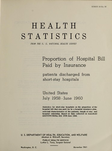 Cover for Proportion of hospital bill paid by insurance, patients discharged from short-stay hospitals, United States