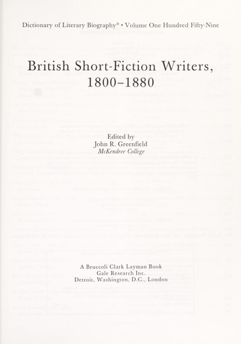 Cover for British short-fiction writers, 1800-1880