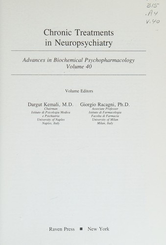Cover for Chronic treatments in neuropsychiatry