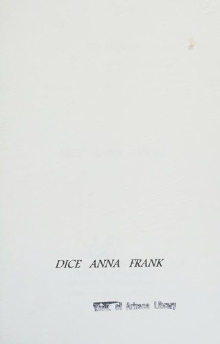 Cover for Dice Anna Frank