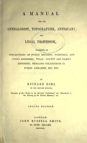 Cover for manual for the genealogist, topographer, antiquary, and legal professor