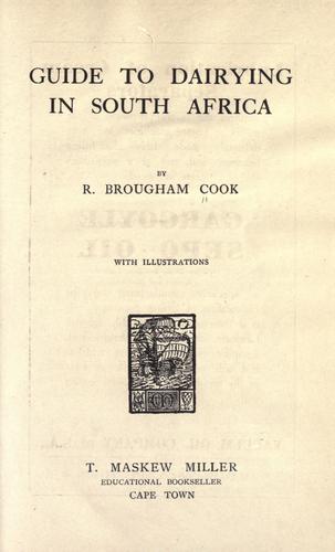 Cover for Guide to dairying in South Africa