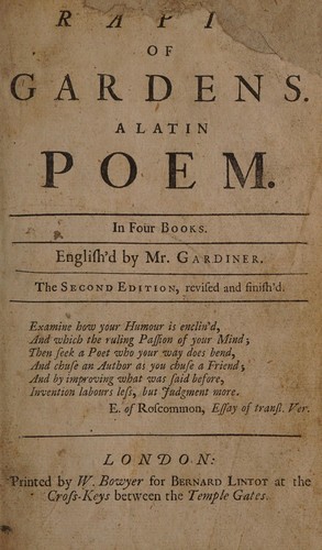 Cover for Of gardens. A Latin poem. In four books
