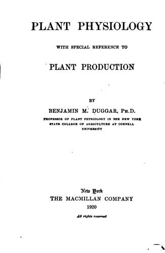 Cover for Plant Physiology: With Special Reference to Plant Production