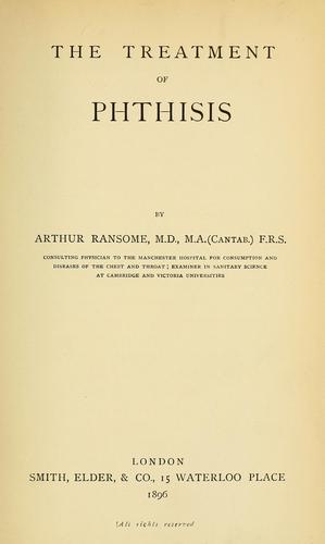 Cover for The treatment of phthisis
