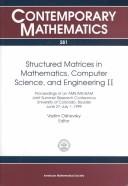 Cover for Structured matrices in mathematics, computer science, and engineering