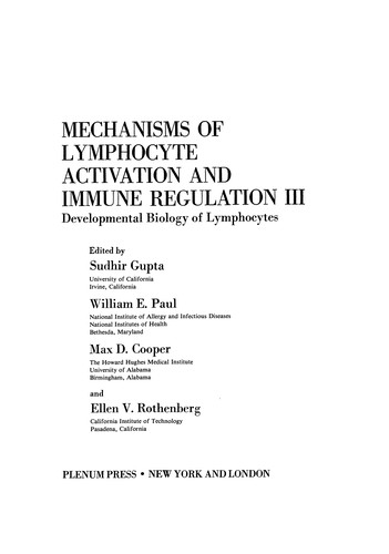 Cover for Mechanisms of Lymphocyte Activation and Immune Regulation III