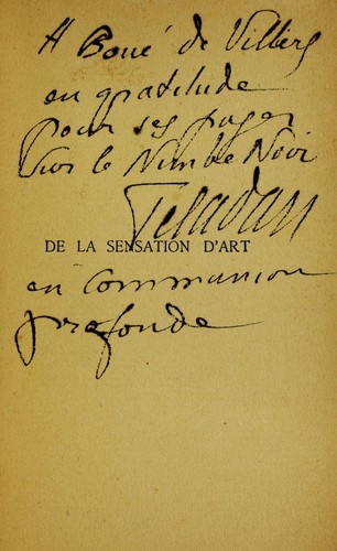 Cover for De la sensation d'art