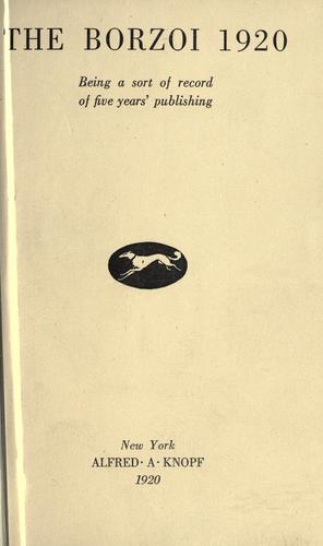 Cover for The Borzoi 1920