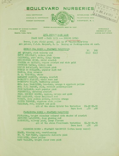 Cover for 1954 potted rose list