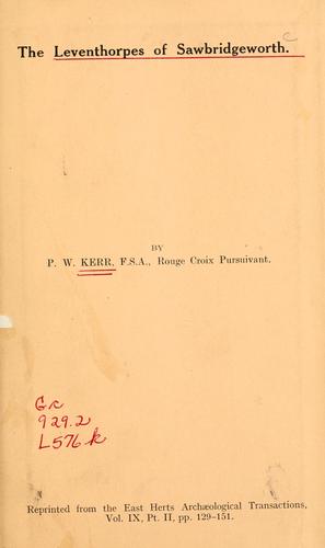 Cover for Leventhropes of Sawbridgeworth