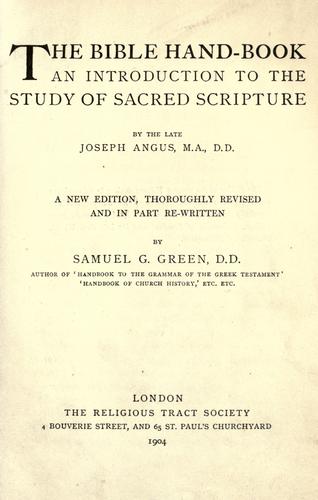 Cover for The Bible hand-book