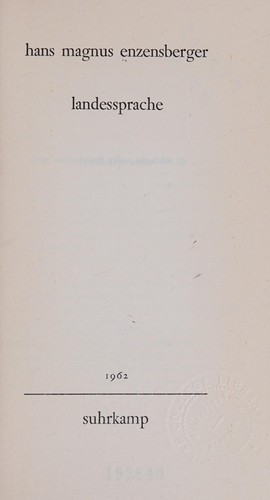 Cover for Hans Magnus Enzensberger