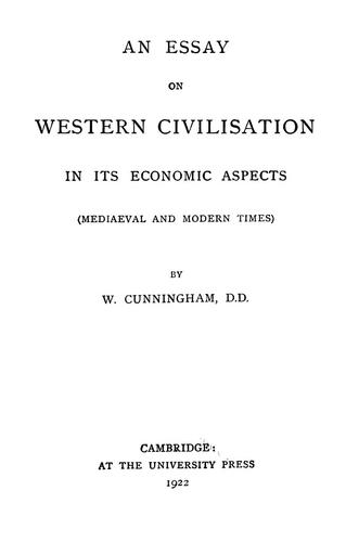 Cover for An essay on western civilization in its economic aspects ...