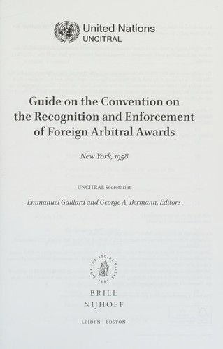 Cover for Guide on the Convention on the Recognition and Enforcement of Foreign Arbitral Awards