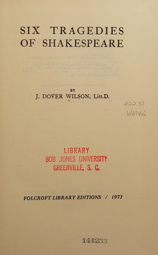 Cover for Six tragedies of Shakespeare.