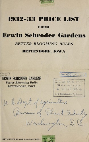 Cover for 1932-33 price list