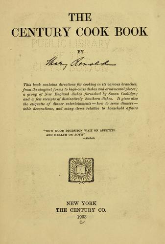 Cover for century cook book.