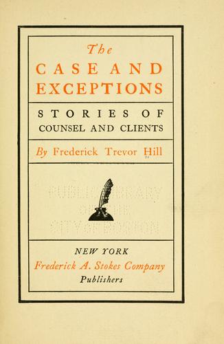 Cover for The case and exceptions