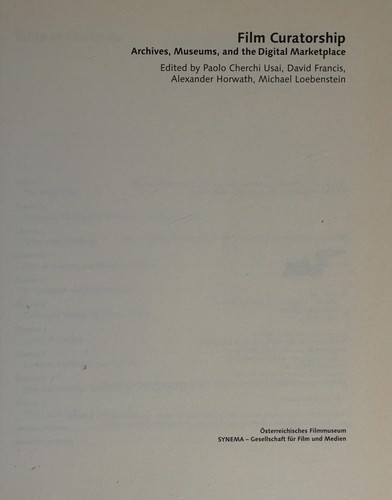 Cover for Film curatorship