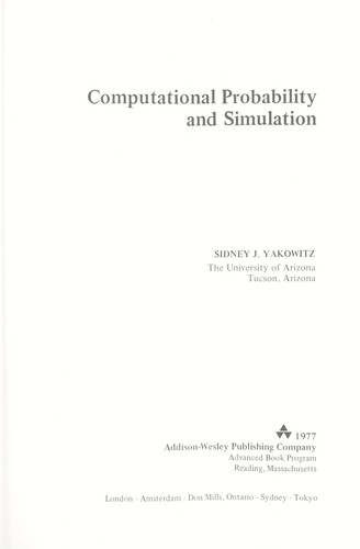 Cover for Computational probability and simulation