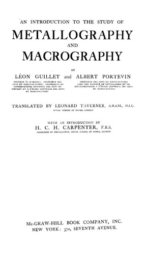 Cover for An introduction to the study of metallography and macrography